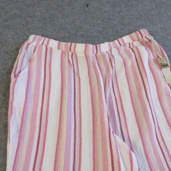 Habitat Womens Pants XXL Pink Cotton Gauze Pull On Casual Stripe Wide Leg 248 - Picture 2 of 15